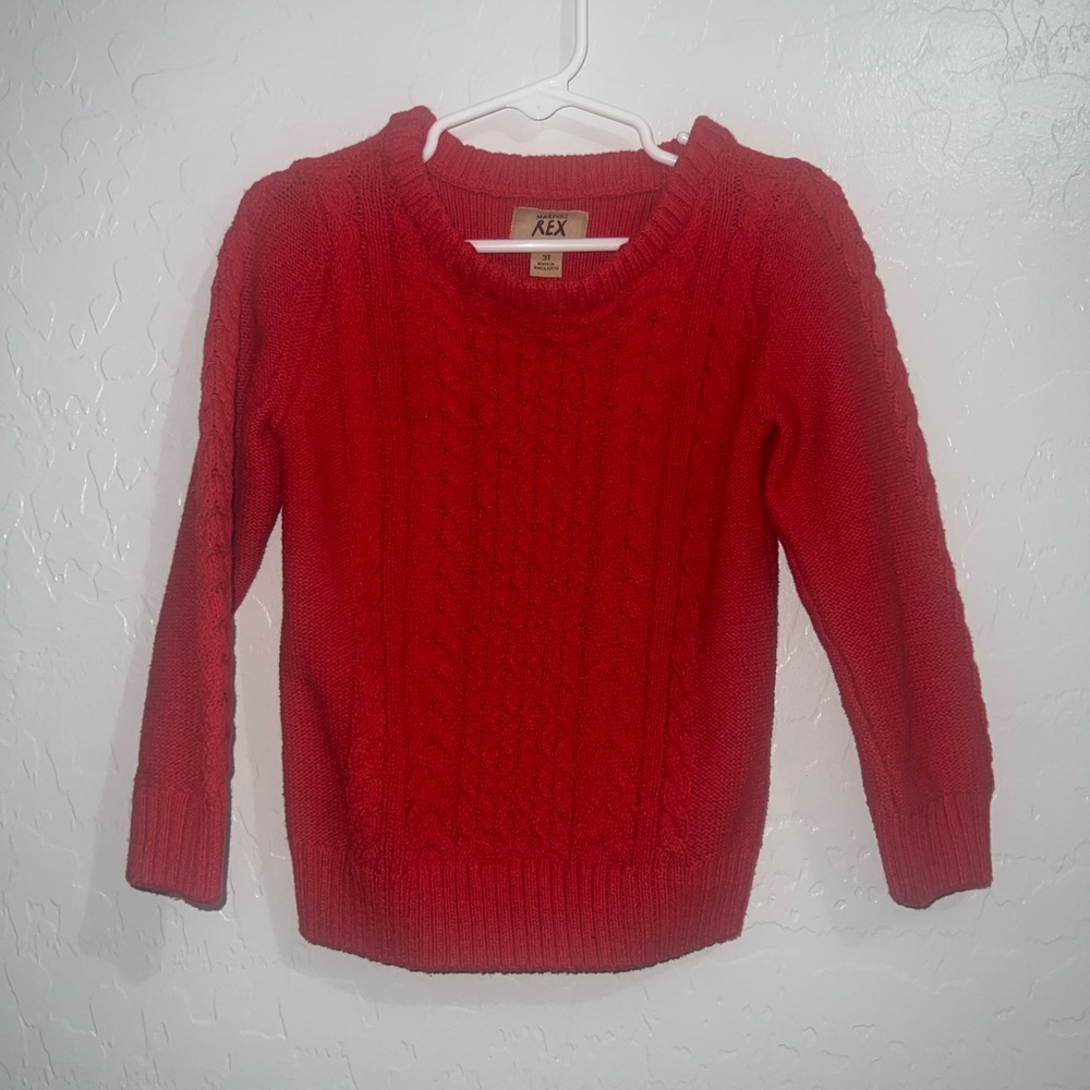 Boys Red Cable Knit Sweater 3T